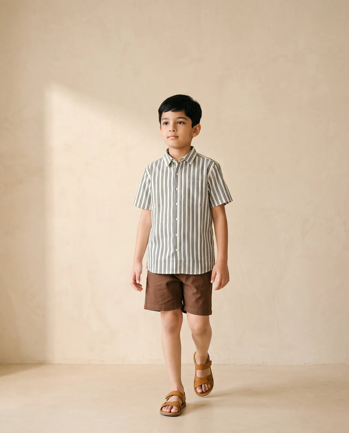 Aangan Rayon Half Sleeve Shirt for Boys – White & Grey